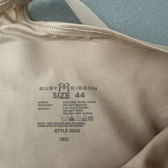 Ruby Ribbon Lace Full Support Cami 44 Beige Style #3024 Adjustable Shape Wear - Picture 10 of 14